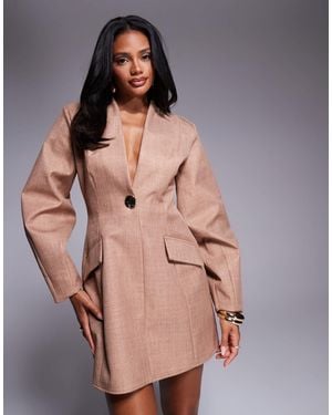 ASOS Structured Linen Sculpted Blazer Dress - Natural