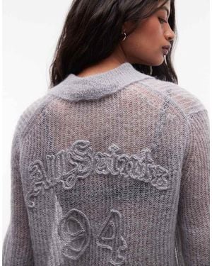 AllSaints Anabel Logo Lichtgebreide Polo Met Stiksel - Paars