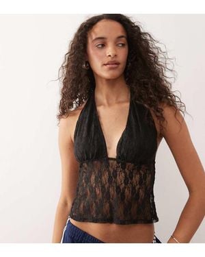 Collusion Longline Halter Neck Top - Black
