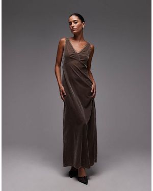 & Other Stories Velvet Maxi Slip Dress - Grey