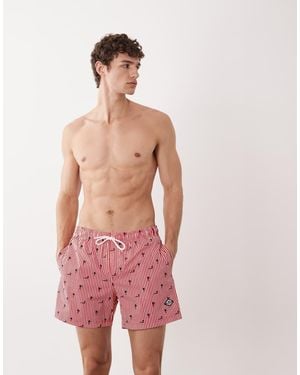 Jack & Jones Palm Tree Print Swim Shorts - Pink