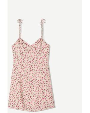 Bershka Printed Strappy Mini Dress - Pink