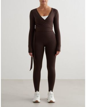 Aim'n Chocolate Shape Seamless Wrap Long Sleeve - Brown