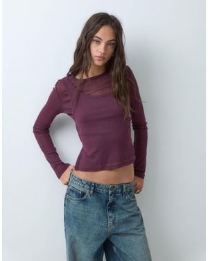 ASOS Double Layer Sheer Top - Purple