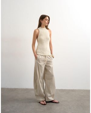 TOPSHOP Knitted Sleeveless Textured Grown On Singlet - White
