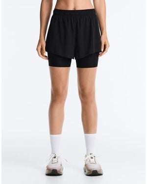 Oysho Mid Rise 2-in-1 Technical Shorts - Black