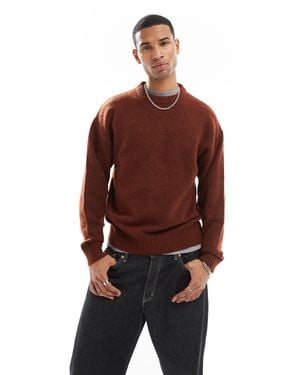 Jack & Jones Oversized Fluffy Crew Neck Sweater - Red