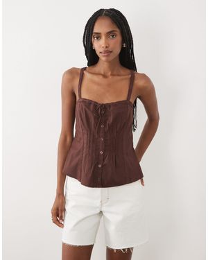 Abercrombie & Fitch Caraco d'ensemble noué devant - Marron