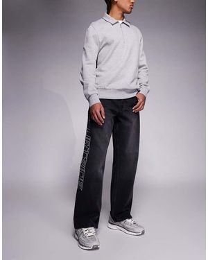 Courtside Vaqueros Lavado Holgados Con Logo Bordado De - Gris