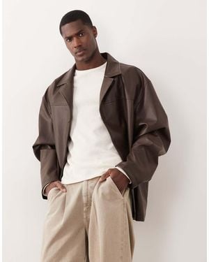 ASOS Faux Leather Shacket - Natural