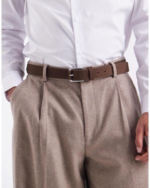 ASOS Premium Nubuck Smart Belt With Wrapped End Silver Buckle - Purple