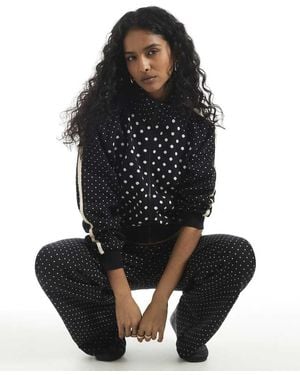 River Island Polka Dot Jacquard Track Jacket - Black