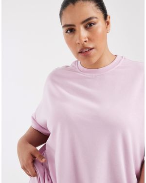Pieces Plus Pieces Curve Boxy Sweat T-shirt - Pink
