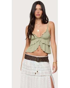Edikted Kailan Ruffled Babydoll Top - Green