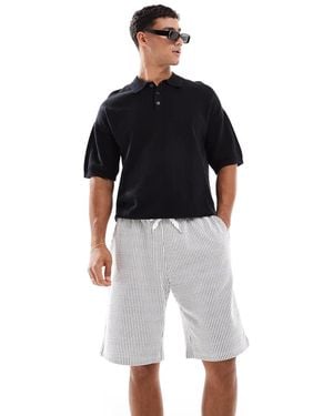 Jack & Jones Loose Fit Jersey Seersucker Shorts - Black