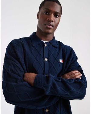Tommy Hilfiger Cárdigan Azul Marino Holgado De Punto De Ochos De