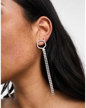True Decadence Rhinestone Drop Stud Earrings - Black