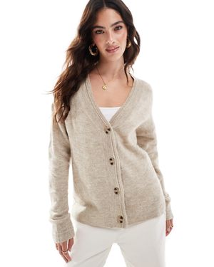 Vila Button Through Cardigan - Natural