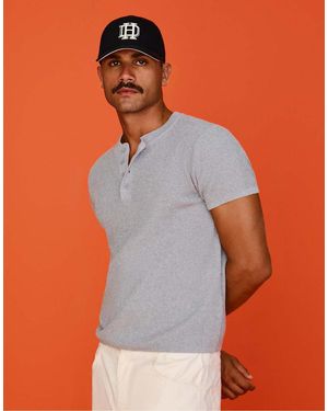 Bershka Short-Sleeve Slim-Fit Henley Collar T-Shirt - Orange