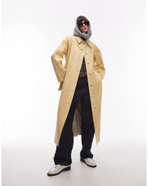 TOPSHOP Long Oversized Faux Leather Trench Coat - White