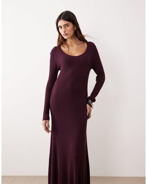 ARRANGE Ribbed Scoop Neck Maxi Dress - Purple