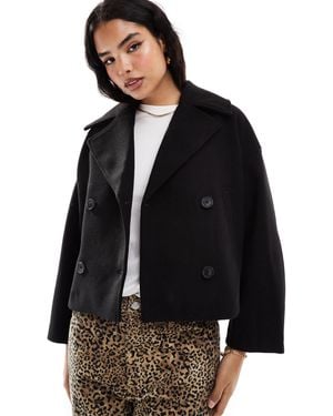 Stradivarius Button Down Wool Look Jacket - Black