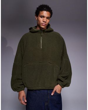 ASOS – extremes oversize-kapuzenpullover aus fleece - Grau