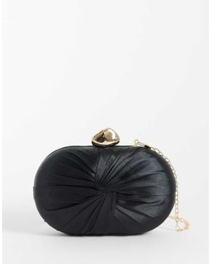 True Decadence Satin Twist Clutch Bag - Black