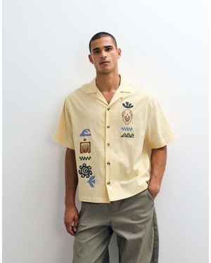 ASOS Camicia Oversize Squadrata Gialla Con Stampa E Rever - Neutro
