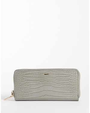 Mango Croc Effect Long Wallet - Gray