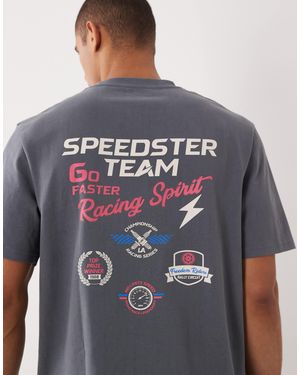 Threadbare Back Print Graphic Short Sleeve T-shirt - Grey