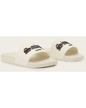 AllSaints Saints & Sinners One Strap Logo Sliders - Natural