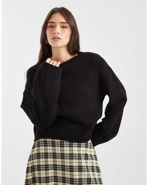 ASOS Wide Sleeve Oversized Knitted Jumper - Black