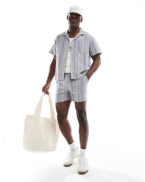 Another Influence Pantalones Cortos Azules Holgados De Jacquard De (Parte De Un Conjunto) - Blanco