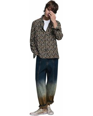 Desigual – jacquard-hemd für herren - Grün