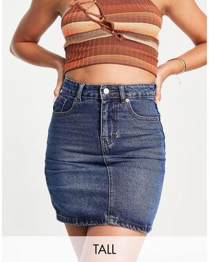 Don't Think Twice Dtt Tall Gabby High Waisted Denim Skirt - Blue