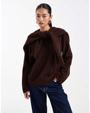 ASOS Knitted Jumper With Wool And Scarf - Blue