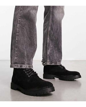 Red Tape Botas De Senderismo Negras Con Cordones De Cuero De Tape Wide Fit - Negro