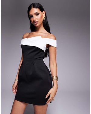 ASOS Bardot Contrast Bust Panel Mini Dress - Grey