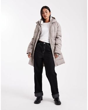Hollister High Neck Puffer Parka Jacket - White