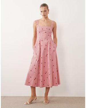 Abercrombie & Fitch Mouwloze Midi Jurk Met Godetzoom - Roze