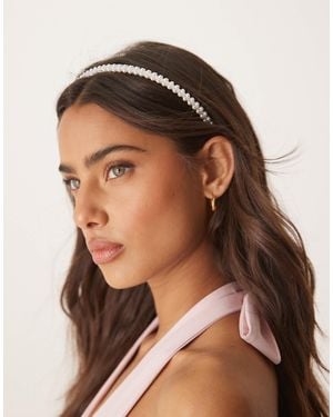 ASOS Headband With Pearl Design - Brown