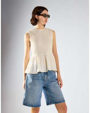 Glamorous Sleeveless Bubble-Hem Top - Blue