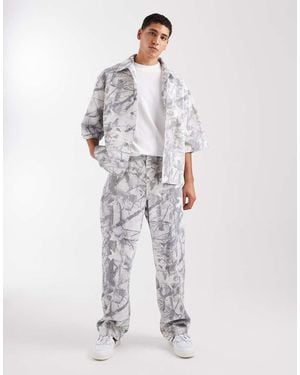 ASOS Co-ord Loose Jeans Camo - White