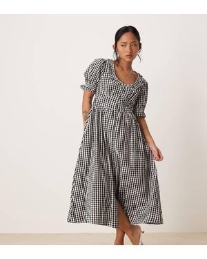 Nobody's Child Petite Flossie Frill Detail Midi Dress - Grey