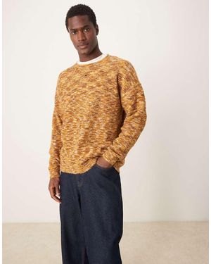 ASOS Jersey Color Tostado Holgado Con Cuello Redondo De Punto De Hilos Mezclados De -Beis Neutro - Multicolor