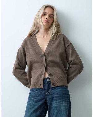 Gap Cotton Barrel Sleeve Cardigan - Brown