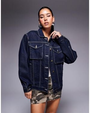 Princess Polly Junie Oversized Denim Jacket - Blue