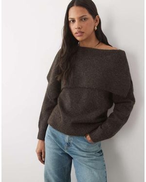 New Look Asymmetrische Trui Met Schouderdetail - Bruin