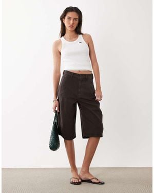 ARKET Pure Cotton Barrel Leg Longline Shorts - Natural